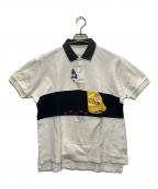 PINK PANTHERピンクパンサー）の古着「キャラクター刺繍ポロシャツ」｜ホワイト×ブラック