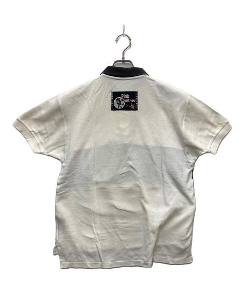 PINK PANTHER（ピンクパンサー）PINK PANTHER (ピンクパンサー) キャラクター刺繍ポロシャツ ホワイト×ブラック サイズ:2の古着・服飾アイテム