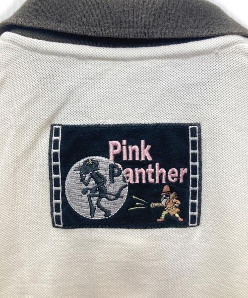 PINK PANTHER（ピンクパンサー）PINK PANTHER (ピンクパンサー) キャラクター刺繍ポロシャツ ホワイト×ブラック サイズ:2の古着・服飾アイテム