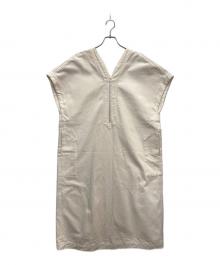 BACCA（バッカ）の古着「ナチュラルデニム フロントジップカフタンワンピース」｜ベージュ