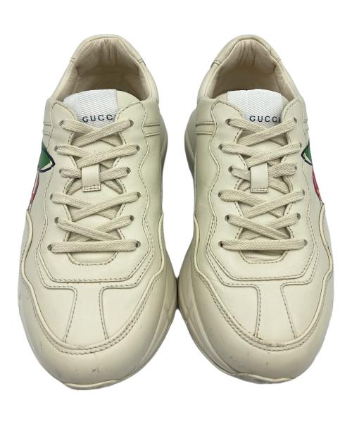 GUCCI（グッチ）GUCCI (グッチ) GGアップルプリントレザースニーカー ベージュ サイズ:35 1/2の古着・服飾アイテム