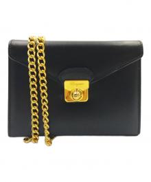Salvatore Ferragamo（サルヴァトーレ フェラガモ）の古着「チェーンショルダーミニバッグ」｜ブラック
