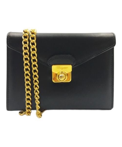 Salvatore Ferragamo（サルヴァトーレ フェラガモ）Salvatore Ferragamo (サルヴァトーレ フェラガモ) チェーンショルダーミニバッグ ブラックの古着・服飾アイテム