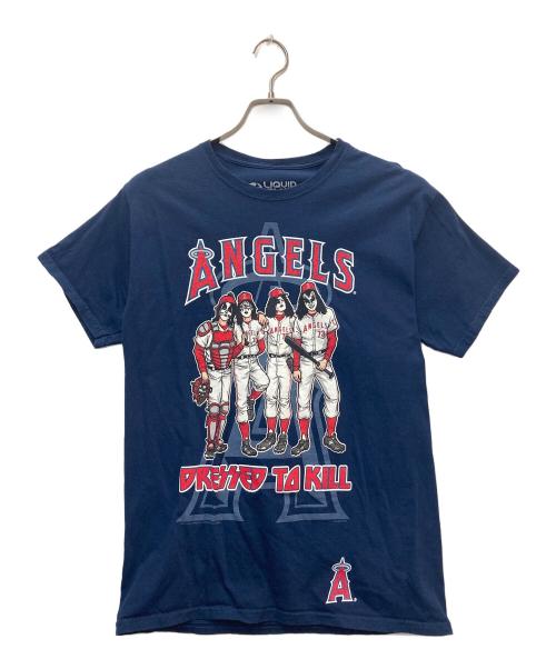 LIQUID BLUE（リキッドブルー）LIQUID BLUE (リキッドブルー) プリントTシャツ ネイビー サイズ:Mの古着・服飾アイテム