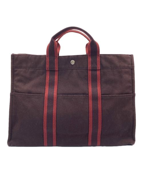 HERMES（エルメス）HERMES (エルメス) ハンドバッグ ブラウン×レッドの古着・服飾アイテム