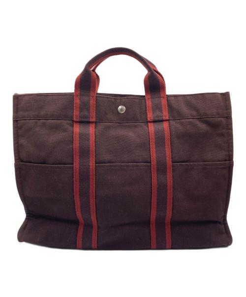 HERMES（エルメス）HERMES (エルメス) ハンドバッグ ブラウン×レッドの古着・服飾アイテム