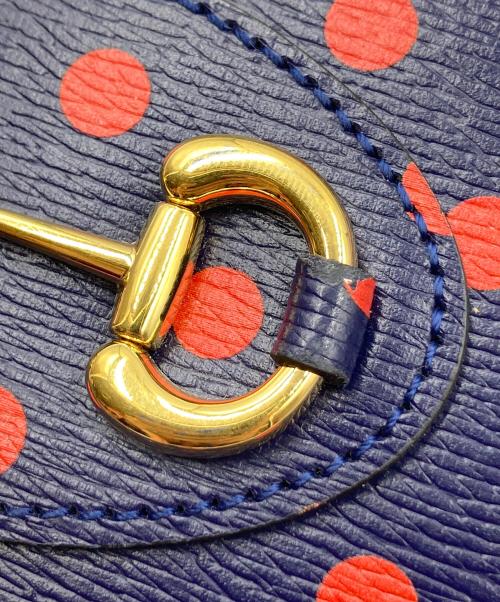 GUCCI（グッチ）GUCCI (グッチ) チェーンショルダーウォレット ドット ネイビー×レッドの古着・服飾アイテム