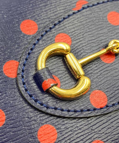 GUCCI（グッチ）GUCCI (グッチ) チェーンショルダーウォレット ドット ネイビー×レッドの古着・服飾アイテム