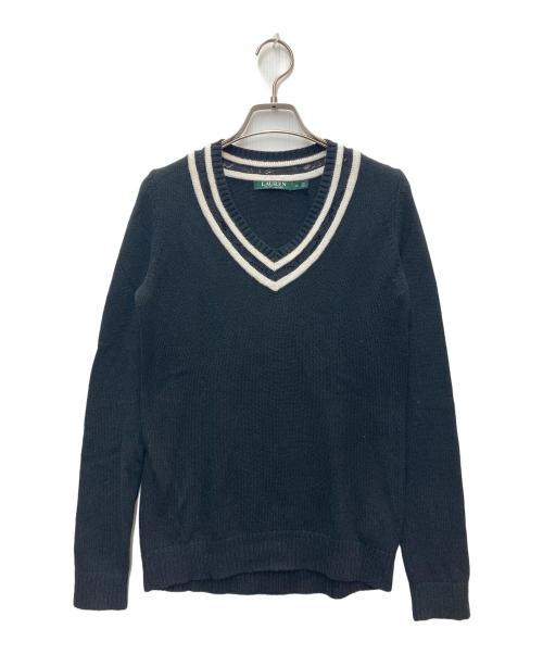 LAUREN RALPH LAUREN（ローレンラルフローレン）LAUREN RALPH LAUREN (ローレンラルフローレン) チルデンニット ブラック×ホワイト サイズ:XSの古着・服飾アイテム