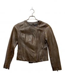 BANANA REPUBLIC（バナナリパブリック）の古着「ノーカラーレザージャケット」｜ブラウン