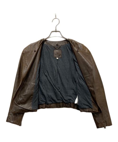 BANANA REPUBLIC（バナナリパブリック）BANANA REPUBLIC (バナナリパブリック) ノーカラーレザージャケット ブラウンの古着・服飾アイテム