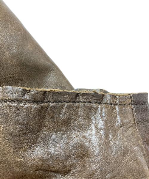 BANANA REPUBLIC（バナナリパブリック）BANANA REPUBLIC (バナナリパブリック) ノーカラーレザージャケット ブラウンの古着・服飾アイテム