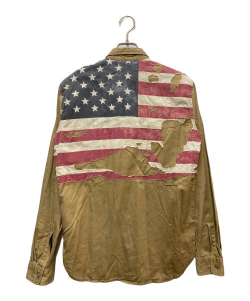 Denim & Supply Ralph Lauren（デニム＆サプライ ラルフローレン）Denim & Supply Ralph Lauren (デニム＆サプライ ラルフローレン) ワークシャツ 星条旗デザイン ベージュ サイズ:S 170/92Aの古着・服飾アイテム