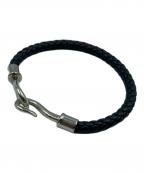 HERMESエルメス）の古着「編込みレザーブレスレット ジャンボH」｜ブラック×シルバーカラー