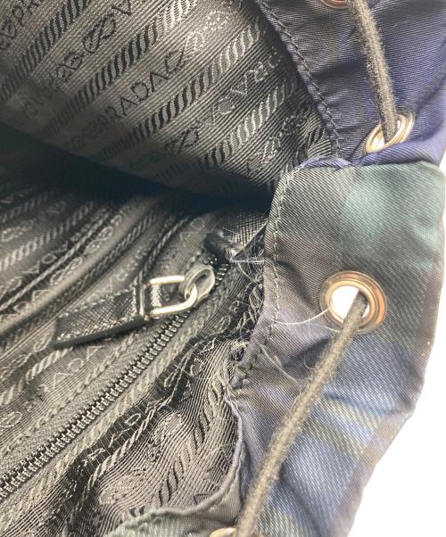 PRADA（プラダ）PRADA (プラダ) ナイロンリュック TESSUTO SCOZZES ネイビー×グリーンの古着・服飾アイテム