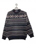 CHAPS RALPH LAURENチャップス ラルフローレン）の古着「フェアアイルウールニット」｜ブラック×パープル