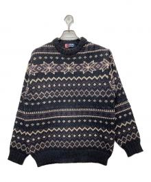 CHAPS RALPH LAUREN（チャップス ラルフローレン）の古着「フェアアイルウールニット」｜ブラック×パープル