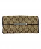 GUCCIグッチ）の古着「Wホック長財布 GGキャンバス」｜ベージュ×ブラウン