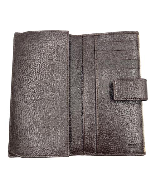 GUCCI（グッチ）GUCCI (グッチ) Wホック長財布 GGキャンバス ベージュ×ブラウンの古着・服飾アイテム