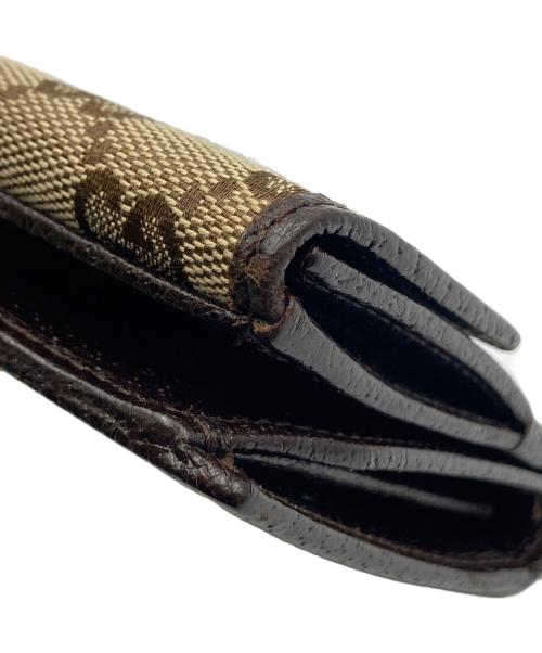 GUCCI（グッチ）GUCCI (グッチ) Wホック長財布 GGキャンバス ベージュ×ブラウンの古着・服飾アイテム