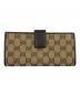 GUCCI (グッチ) Wホック長財布 GGキャンバス ベージュ×ブラウン：12000円
