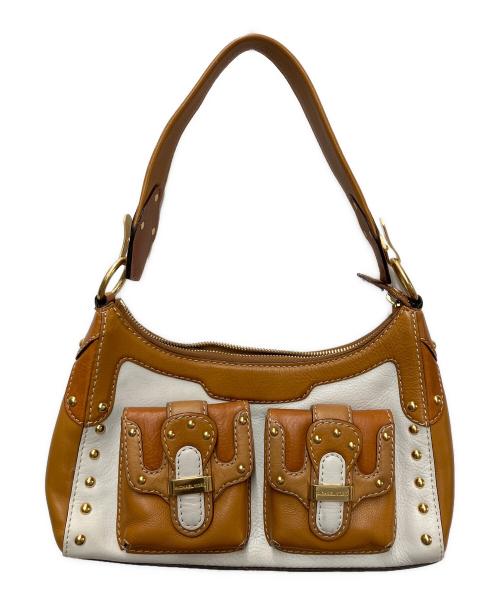 MICHAEL KORS（マイケル・コース）MICHAEL KORS (マイケル・コース) ハンドバッグ ホワイト×ブラウンの古着・服飾アイテム