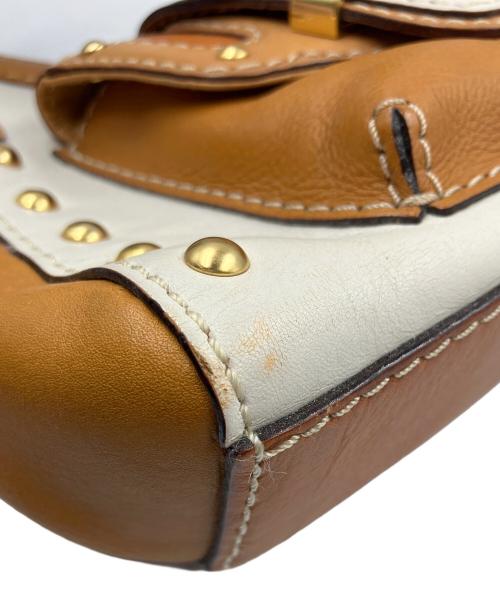 MICHAEL KORS（マイケル・コース）MICHAEL KORS (マイケル・コース) ハンドバッグ ホワイト×ブラウンの古着・服飾アイテム