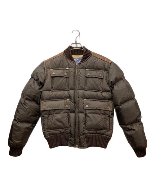 DSQUARED2（ディースクエアード）DSQUARED2 (ディースクエアード) レザー切替ダウンジャケット ブラウン サイズ:46の古着・服飾アイテム