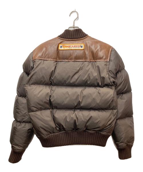 DSQUARED2（ディースクエアード）DSQUARED2 (ディースクエアード) レザー切替ダウンジャケット ブラウン サイズ:46の古着・服飾アイテム