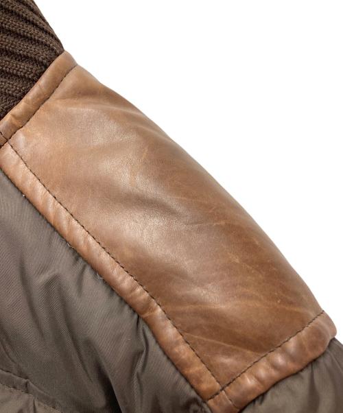 DSQUARED2（ディースクエアード）DSQUARED2 (ディースクエアード) レザー切替ダウンジャケット ブラウン サイズ:46の古着・服飾アイテム