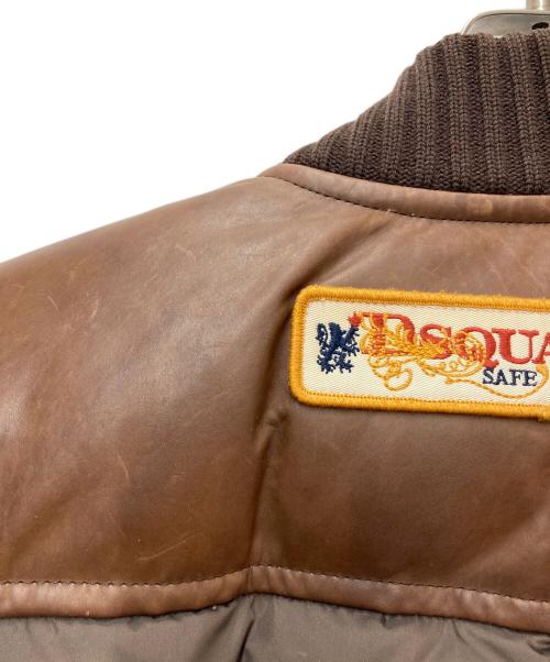 DSQUARED2（ディースクエアード）DSQUARED2 (ディースクエアード) レザー切替ダウンジャケット ブラウン サイズ:46の古着・服飾アイテム