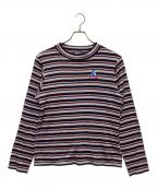 Hysteric Glamourヒステリックグラマー）の古着「HYS刺繍モックネックTシャツ」｜レッド×ネイビー