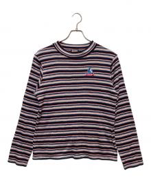 Hysteric Glamour（ヒステリックグラマー）の古着「HYS刺繍モックネックTシャツ」｜レッド×ネイビー