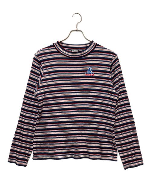 Hysteric Glamour（ヒステリックグラマー）Hysteric Glamour (ヒステリックグラマー) HYS刺繍モックネックTシャツ レッド×ネイビー サイズ:Freeの古着・服飾アイテム