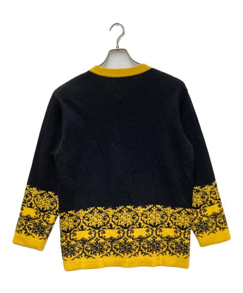 Yves Saint Laurent（イヴサンローラン）Yves Saint Laurent (イヴサンローラン) 丸首カーディガン ブラック×イエロー サイズ:Mの古着・服飾アイテム