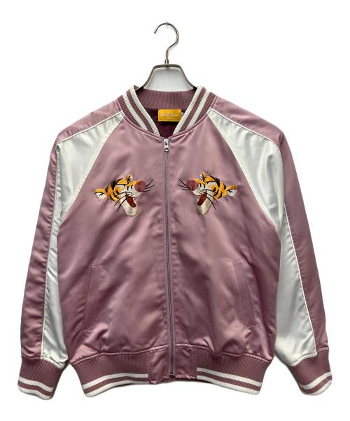 Disney RESORT（ディズニーリゾート）Disney RESORT (ディズニーリゾート) スカジャン ピンク×ホワイト サイズ:Mの古着・服飾アイテム