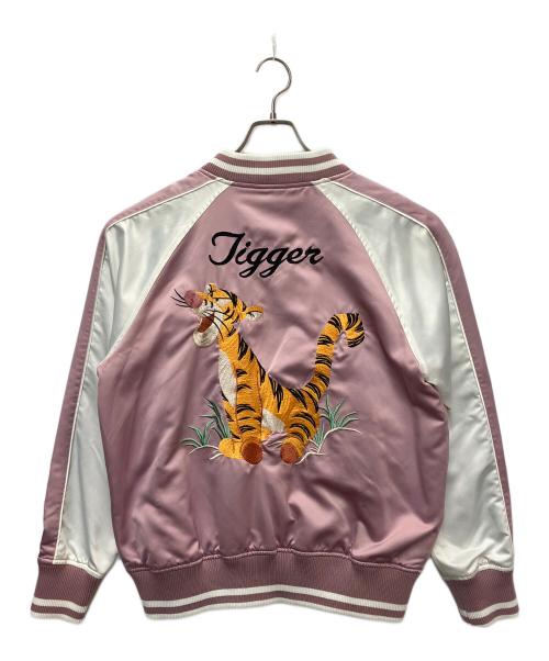 Disney RESORT（ディズニーリゾート）Disney RESORT (ディズニーリゾート) スカジャン ピンク×ホワイト サイズ:Mの古着・服飾アイテム