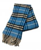 BURBERRY LONDONバーバリーロンドン）の古着「ウールカシミヤマフラー」｜ブルー×ブラック