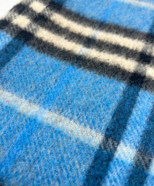 BURBERRY LONDON（バーバリーロンドン）BURBERRY LONDON (バーバリーロンドン) ウールカシミヤマフラー ブルー×ブラックの古着・服飾アイテム