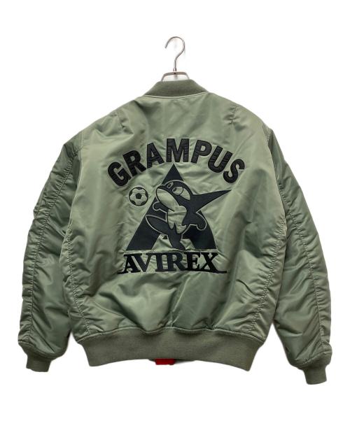 AVIREX（アヴィレックス）AVIREX (アヴィレックス) 名古屋グランパス (ナゴヤグランパス) MA-1ジャケット グリーン×レッド サイズ:46の古着・服飾アイテム