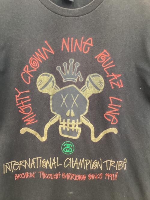 stussy（ステューシー）stussy (ステューシー) NINE RULAZ LINE (ナインルーラーズライン) Mighty Crown (マイティークラウン) 半袖カットソー ブラック サイズ:Lの古着・服飾アイテム