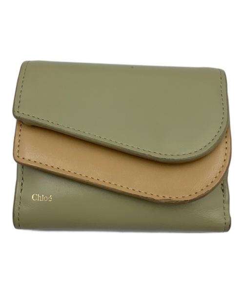 Chloe（クロエ）Chloe (クロエ) スモールトリフォールドウォレット グリーン×カーキの古着・服飾アイテム