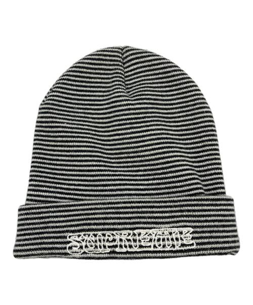 SUPREME（シュプリーム）SUPREME (シュプリーム) ニット帽 ブラック×ホワイトの古着・服飾アイテム