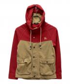BURBERRY BLACK LABELバーバリーブラックレーベル）の古着「フーデッドジャケット」｜レッド×ベージュ