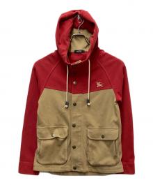 BURBERRY BLACK LABEL（バーバリーブラックレーベル）の古着「フーデッドジャケット」｜レッド×ベージュ