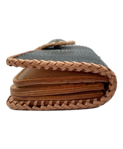 LEATHER CRAFT YOU（レザークラフト ユウ）LEATHER CRAFT YOU (レザークラフト ユウ) バイカーズウォレット スティングレイ ブラック×ベージュの古着・服飾アイテム