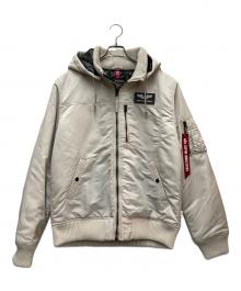 ALPHA INDUSTRIES（アルファインダストリーズ）の古着「フーデッドリブジャケット」｜アイボリー