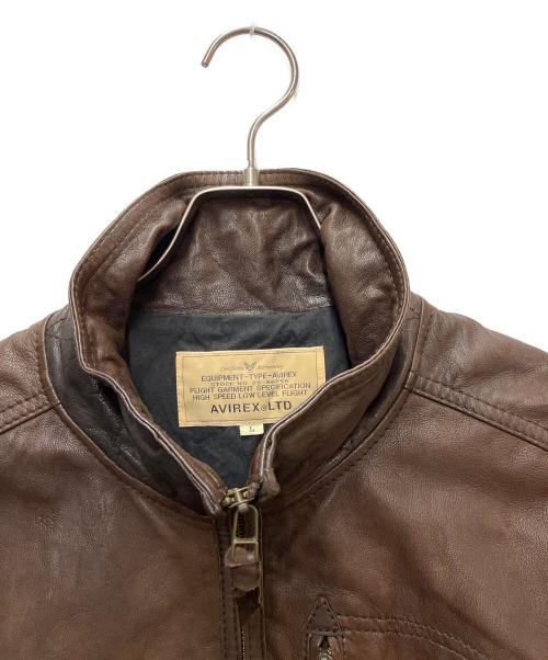 AVIREX（アヴィレックス）AVIREX (アヴィレックス) レザージャケット ブラウン サイズ:Lの古着・服飾アイテム