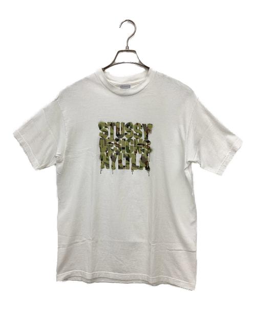 stussy（ステューシー）stussy (ステューシー) プリントTシャツ ホワイト サイズ:Lの古着・服飾アイテム