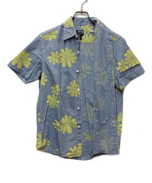 stussy（ステューシー）stussy (ステューシー) 半袖シャツ ブルー×イエロー サイズ:Sの古着・服飾アイテム